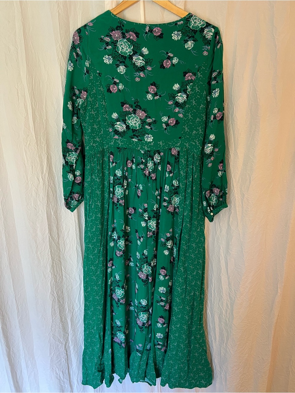 Modcloth Emerald Green Floral Tie-Neck Maxi Dress - Picture 8 of 9